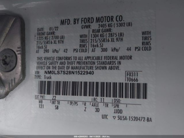 NM0LS7S28N1522940 Ford Transit Connect Xl Cargo Van