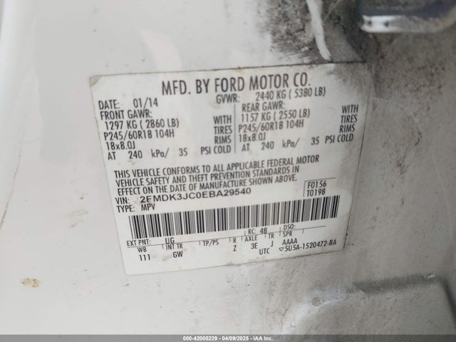 2FMDK3JC0EBA29540 Ford EDGE SEL