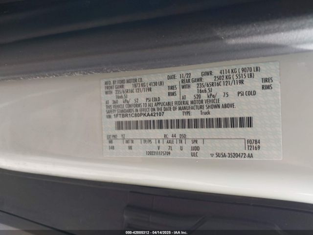 1FTBR1C80PKA42107 Ford Transit-250