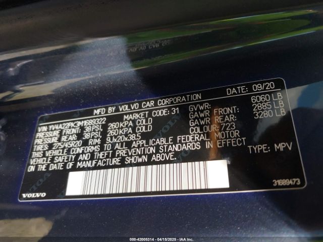 2021 VOLVO XC90 YV4A22PK3M1689322 Photo 8