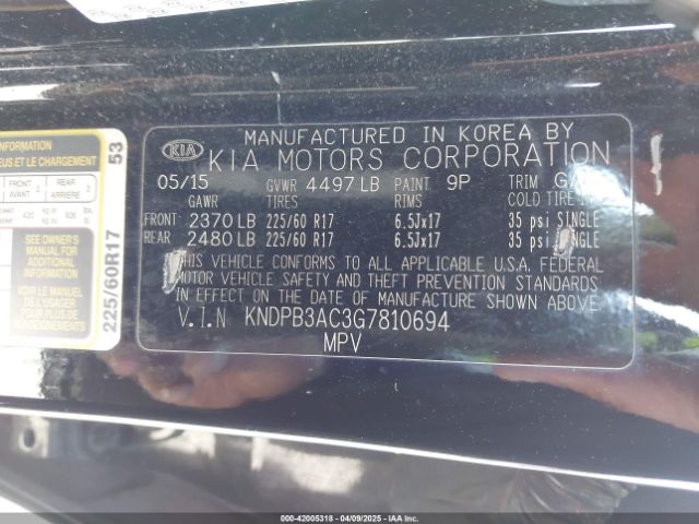 KNDPB3AC3G7810694 KIA Sportage Lx