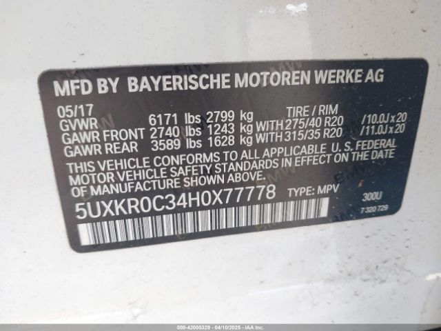 5UXKR0C34H0X77778 BMW X5 Xdrive35i