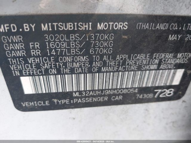 2022 MITSUBISHI MIRAGE ML32AUHJ9NH008054 Photo 8