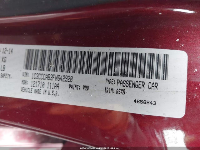 1C3CCCAB3FN642928 Chrysler 200 Limited