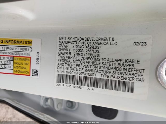 2023 HONDA ACCORD 1HGCY2F60PA012071 Photo 8