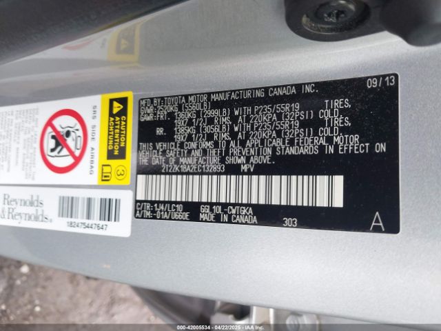 2T2ZK1BA2EC132893 Lexus RX 350