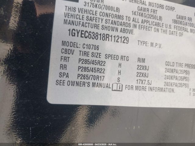 2008 CADILLAC ESCALADE 1GYEC63818R112129 Photo 8