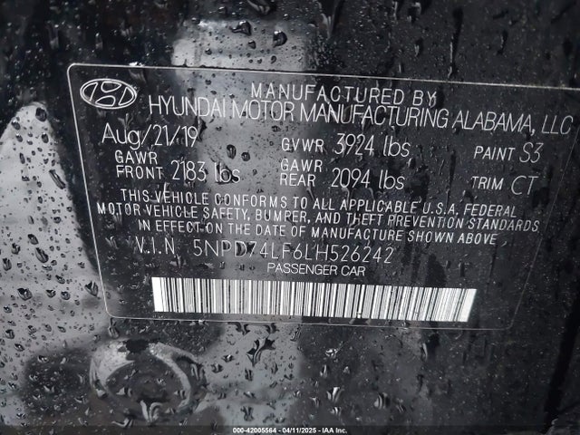 5NPD74LF6LH526242 Hyundai ELANTRA SE
