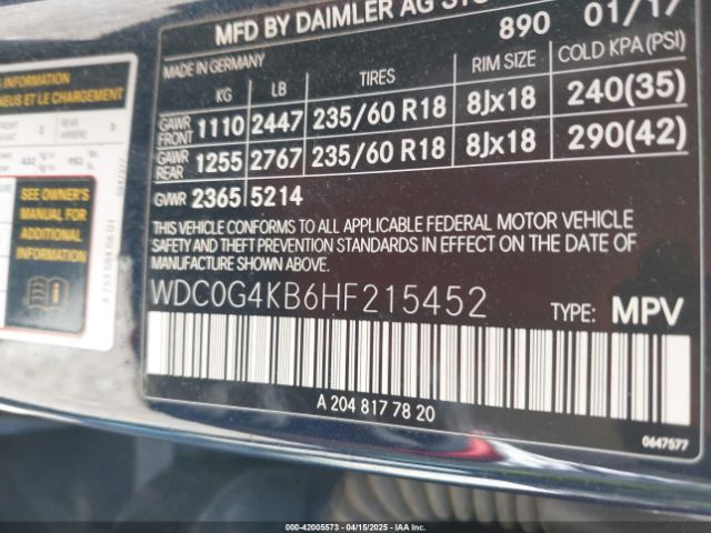 WDC0G4KB6HF215452 Mercedes-Benz Glc 300 4matic