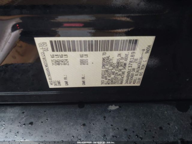 2020 NISSAN MAXIMA 1N4AA6DV0LC378189 Photo 8