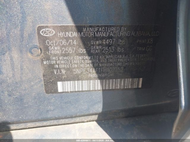 5NPE34AF1FH102152 Hyundai Sonata Sport