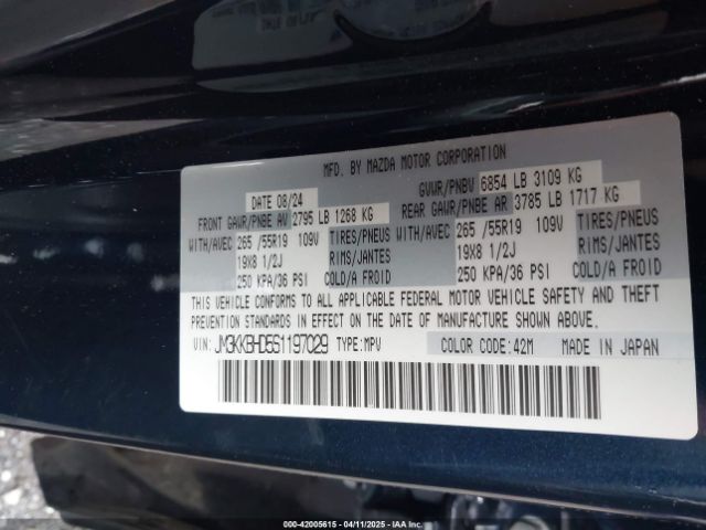 JM3KKBHD5S1197029 Mazda Cx-90 3.3 Turbo Preferred Package