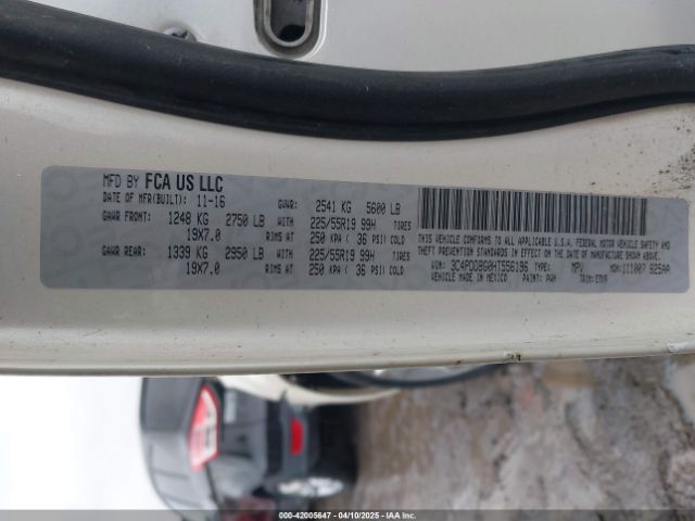 3C4PDDBG0HT556196 Dodge Journey Sxt Awd