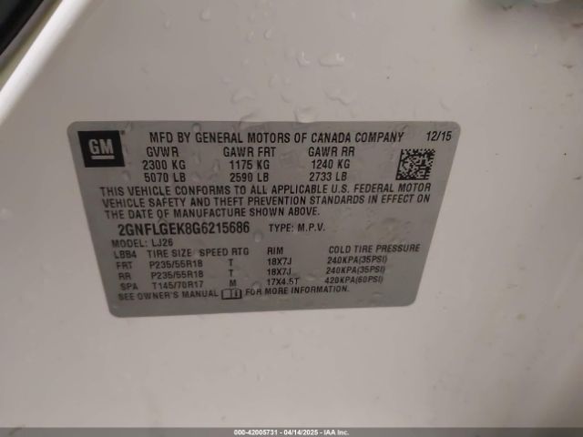 2GNFLGEK8G6215686 Chevrolet Equinox Ltz