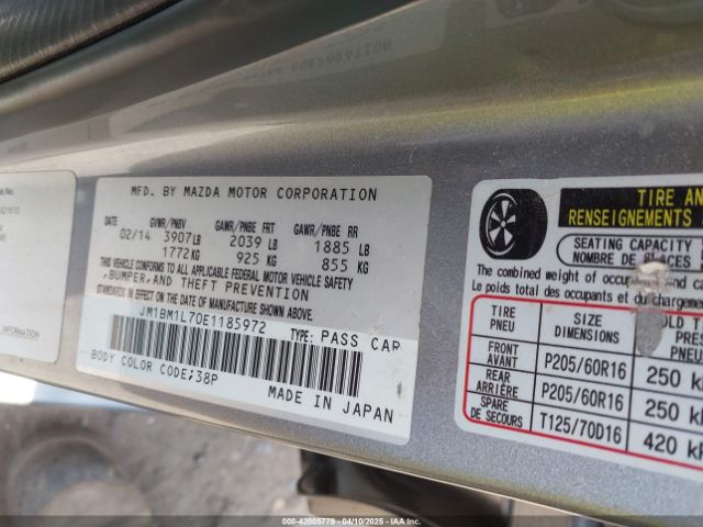 JM1BM1L70E1185972 Mazda Mazda3 I Touring