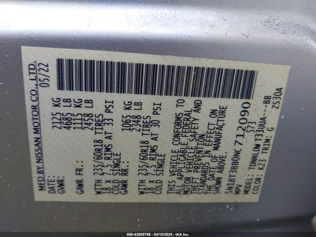 Nissan 2022 2022 5N1BT3BB0NC712090 Image 9