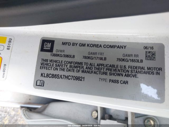 KL8CB6SA7HC709821 Chevrolet Spark Ls Cvt