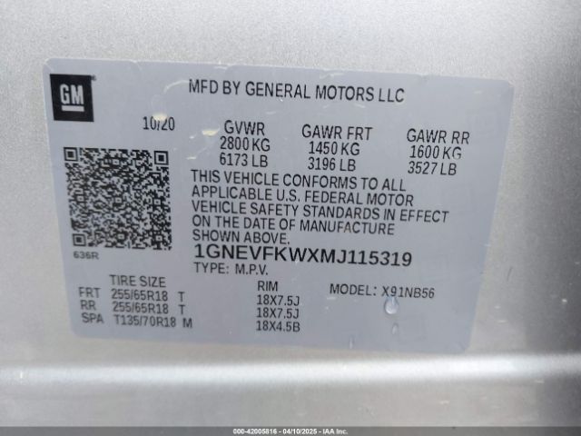 1GNEVFKWXMJ115319 Chevrolet Traverse Awd Ls