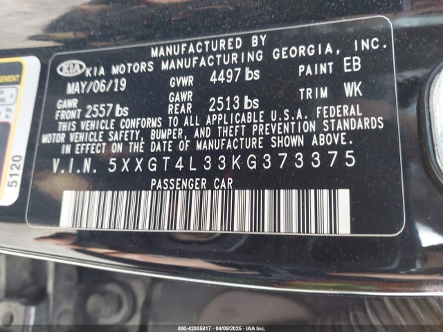 5XXGT4L33KG373375 KIA Optima Lx