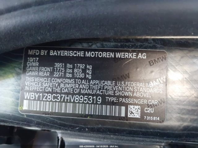 WBY1Z8C37HV895319 BMW I3 94 Ah W/range Extender