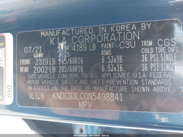 KNDCB3LC0N5498841 KIA Niro Lxs Se