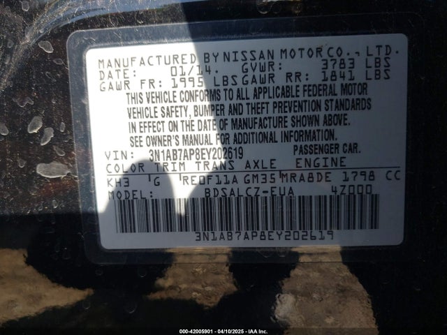 3N1AB7AP8EY202619 Nissan SENTRA S
