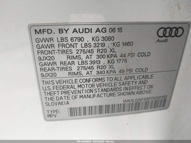WA1LGAFE6FD030102 Audi Q7 3.0t Premium