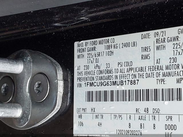 2021 FORD ESCAPE 1FMCU9G63MUB17887 Photo 8