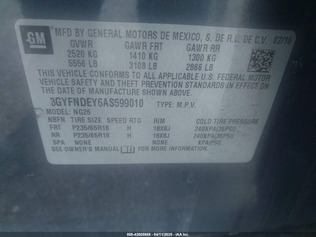 2010 CADILLAC SRX 3GYFNDEY6AS599010 Photo 8
