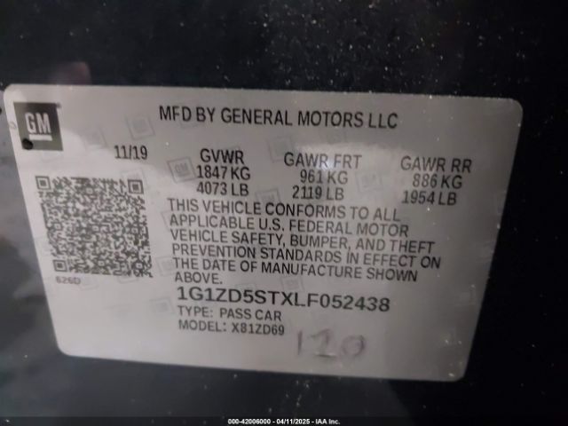 1G1ZD5STXLF052438 Chevrolet Malibu Fwd Lt