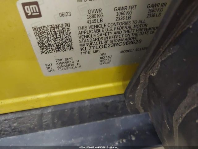 KL77LGE23RC068620 Chevrolet Trax Fwd 1rs