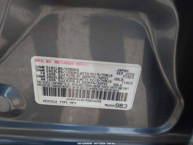 2007 MITSUBISHI OUTLANDER JA4MT31XX7U004009 Photo 8