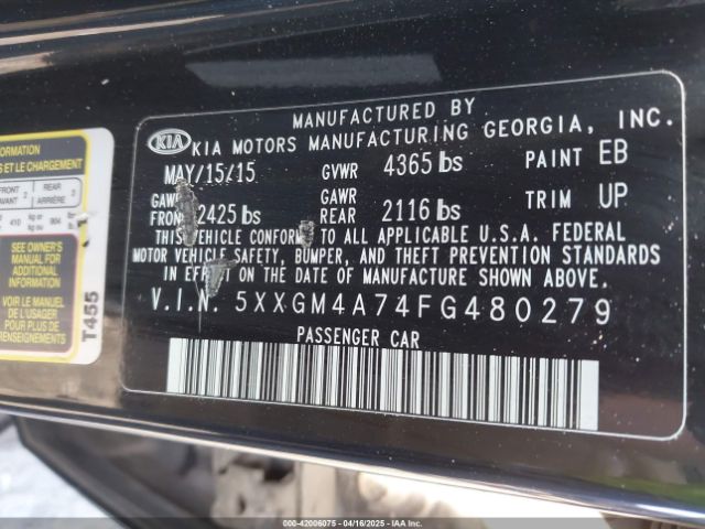 5XXGM4A74FG480279 KIA Optima Lx
