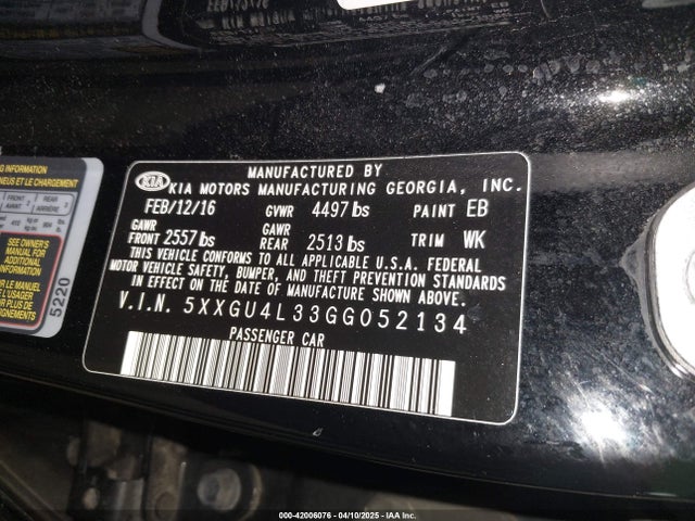 KIA OPTIMA EX 2016 5XXGU4L33GG052134 Image 9