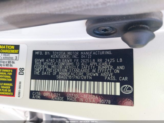 58ADZ1B17NU128114 Lexus ES 350