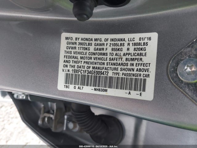 Honda Civic Ex-t 2016 19XFC1F34GE009472 Image 9