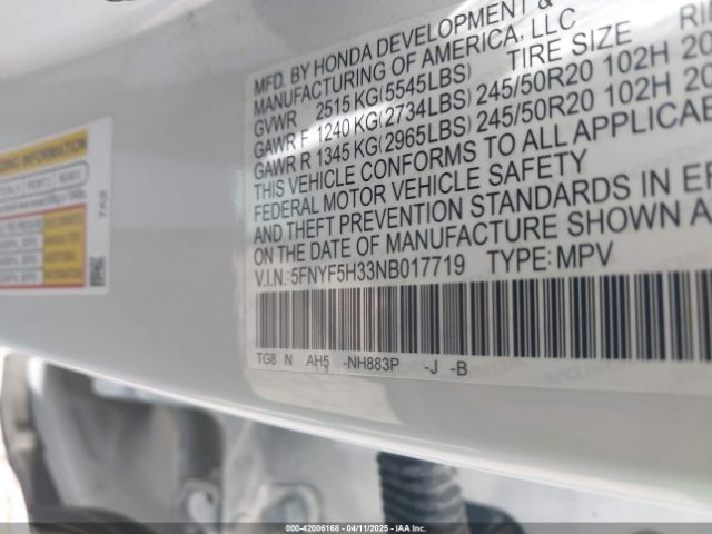 2022 HONDA PILOT 5FNYF5H33NB017719 Photo 8