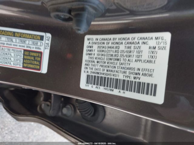 2HKRM3H45GH514511 Honda CR-V SE