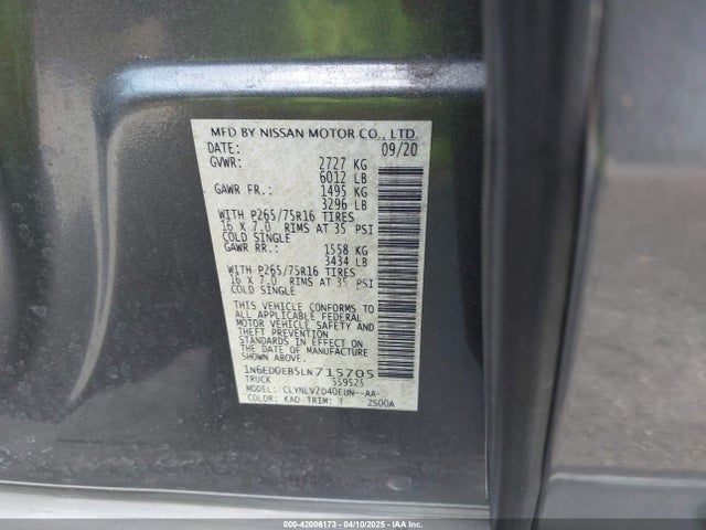 1N6ED0EB5LN715705 Nissan Frontier
