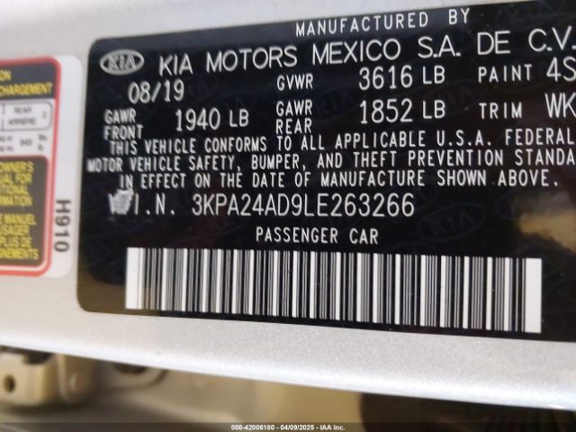 3KPA24AD9LE263266 KIA RIO S