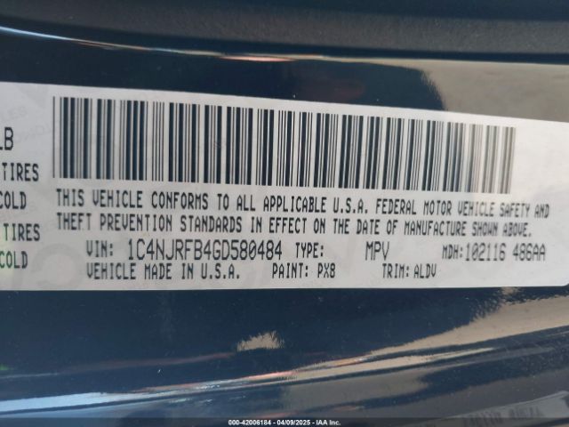 1C4NJRFB4GD580484 Jeep Patriot High Altitude Edition