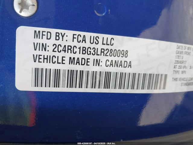 2C4RC1BG3LR280098 Chrysler Pacifica Touring L