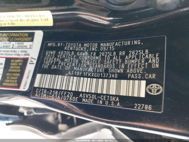 4T1BF1FKXGU137340 Toyota CAMRY SE