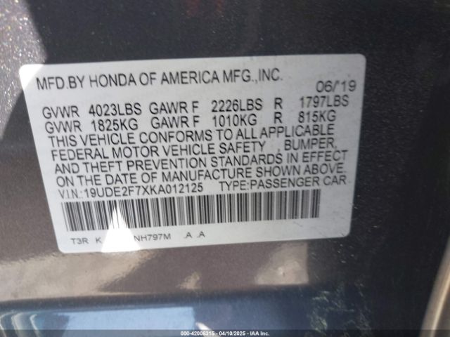 19UDE2F7XKA012125 Acura Ilx Premium Package/technology Package