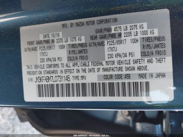 JM3KFABM7L0731145 Mazda CX-5 SPORT