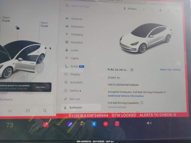 2022 TESLA MODEL 3 5YJ3E1EAXNF346944 Photo 6
