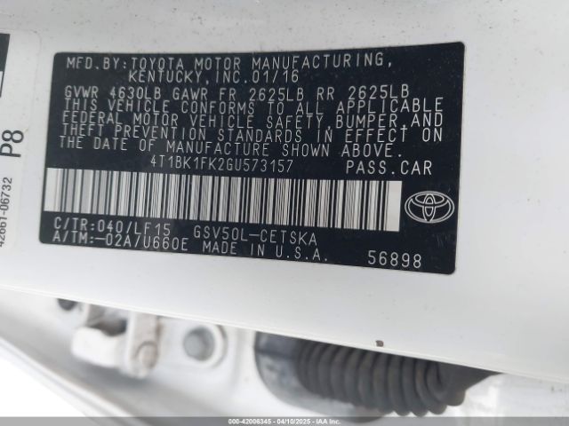 4T1BK1FK2GU573157 Toyota Camry Xse V6