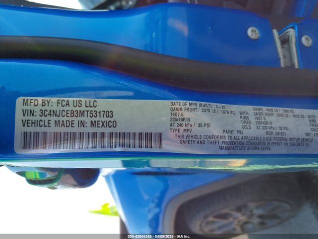 3C4NJCEB3MT531703 Jeep Compass 80th Anniversary Fwd