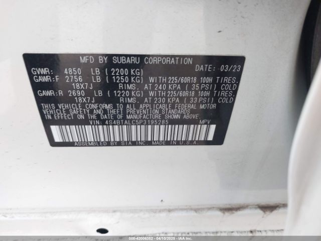 2023 SUBARU OUTBACK 4S4BTALC5P3195285 Photo 8