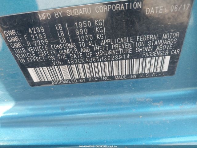 4S3GKAU65H3623914 Subaru Impreza 2.0i Limited